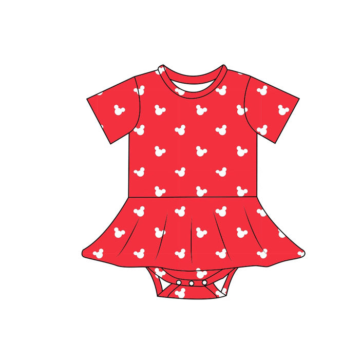 Red Mouse Ears Bamboo Twirl Onesie