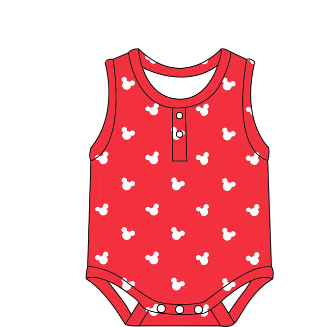 Red Mouse Ears Bamboo Boys Onesie