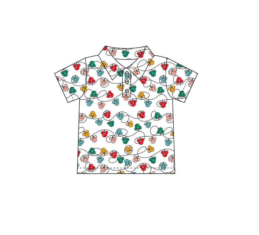 Christmas Mouse Lights Boys Performance Polo PREORDER ETA MID SEPTEMBER