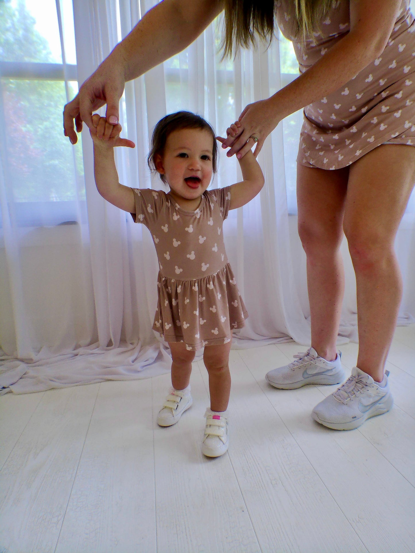 Neutral Mouse Ears Bamboo Twirl Onesie PREORDER ETA LATE JUNE