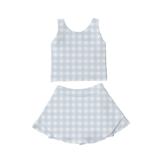 Blue Gingham Athletic Set
