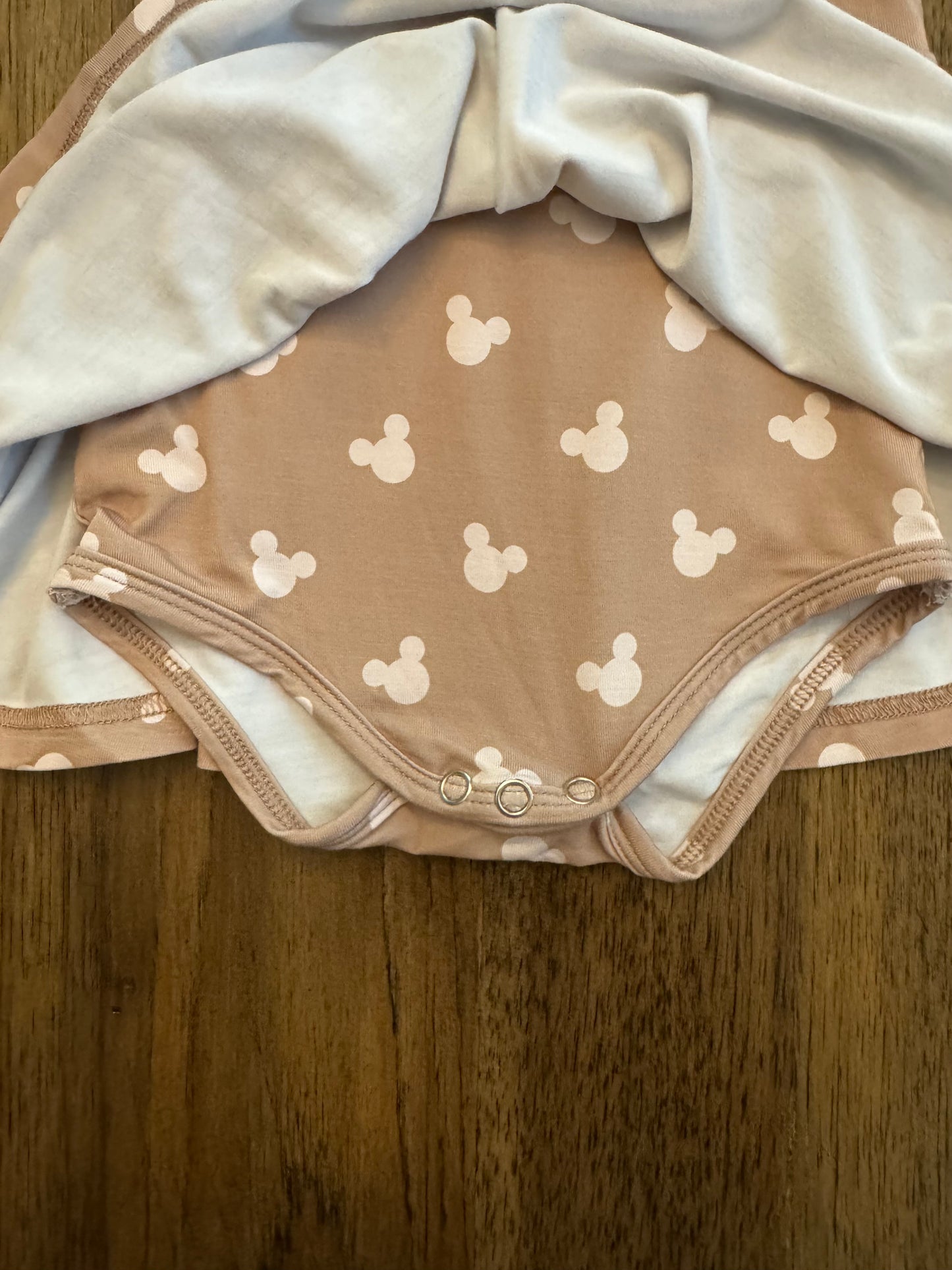 Neutral Mouse Ears Bamboo Twirl Onesie PREORDER ETA LATE JUNE