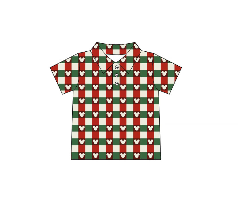 Christmas Gingham Boys Performance Polo PREORDER SHIPPING MID OCTOBER