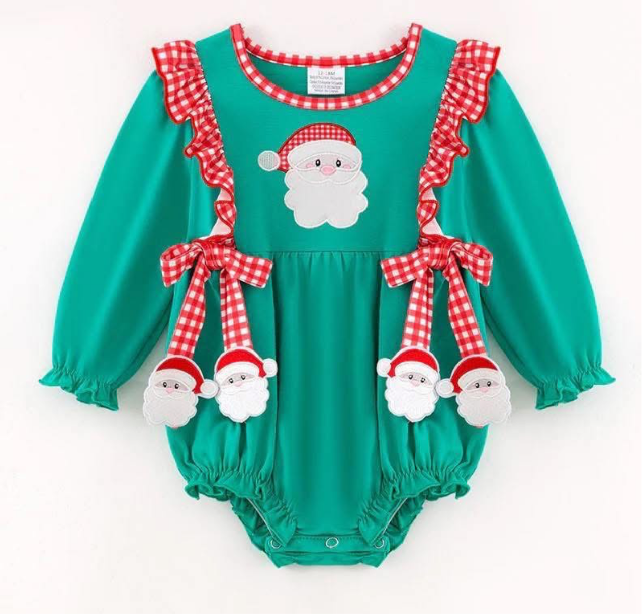 Green & Red Appliqué Santa Bubble