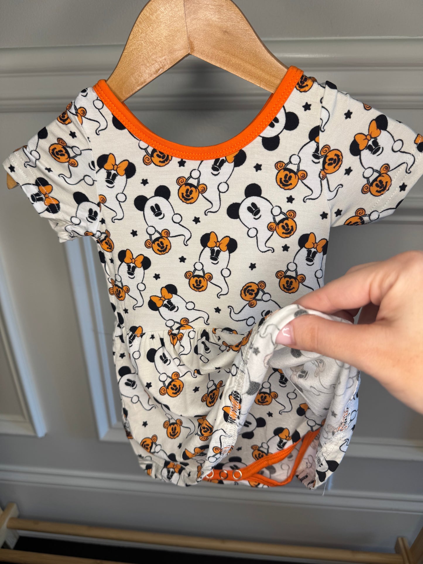 Ghost Mouse Bamboo Twirl Onesie