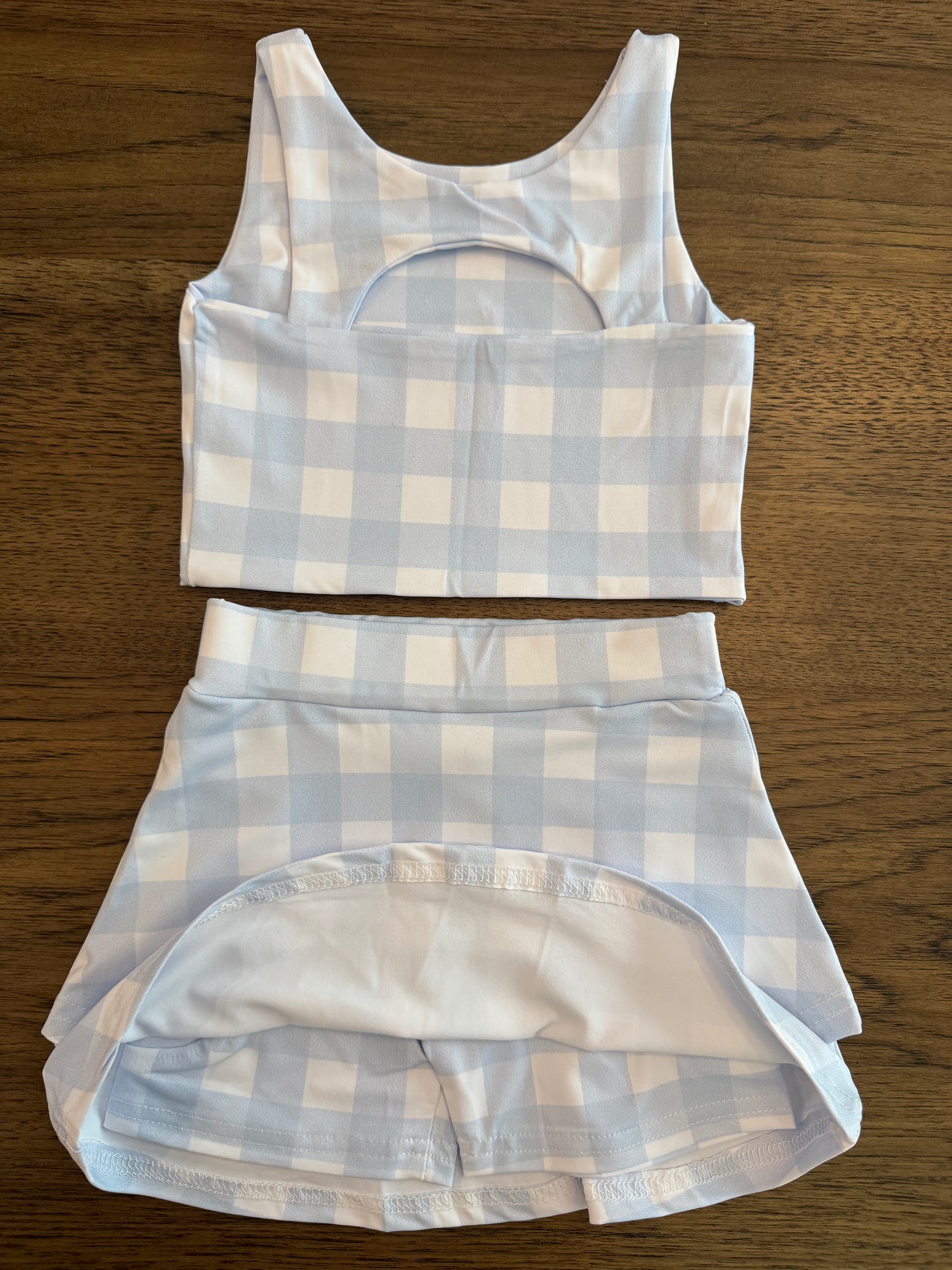 Blue Gingham Athletic Set