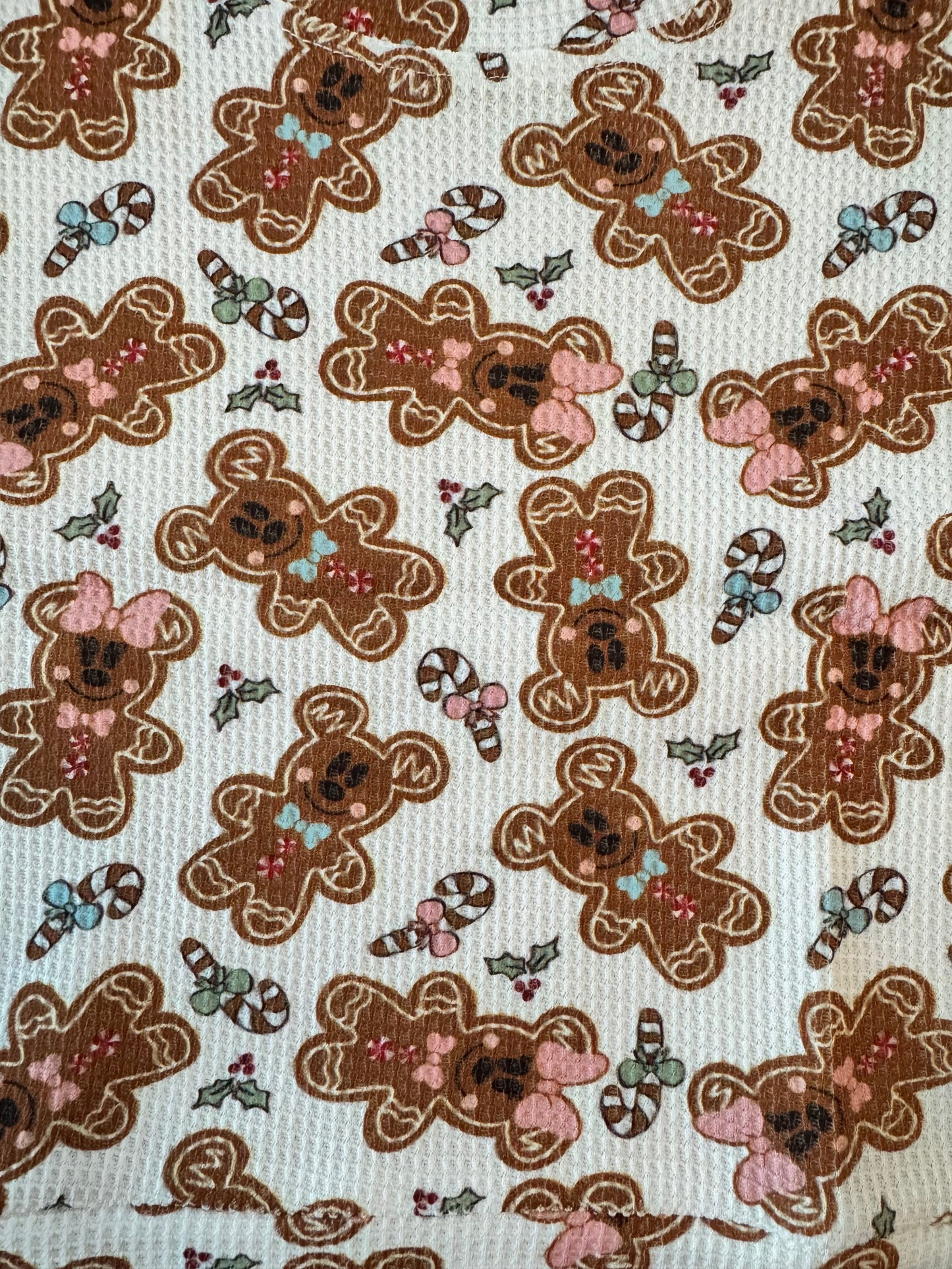 Gingerbread Mouse Waffle Knit Long Sleeve