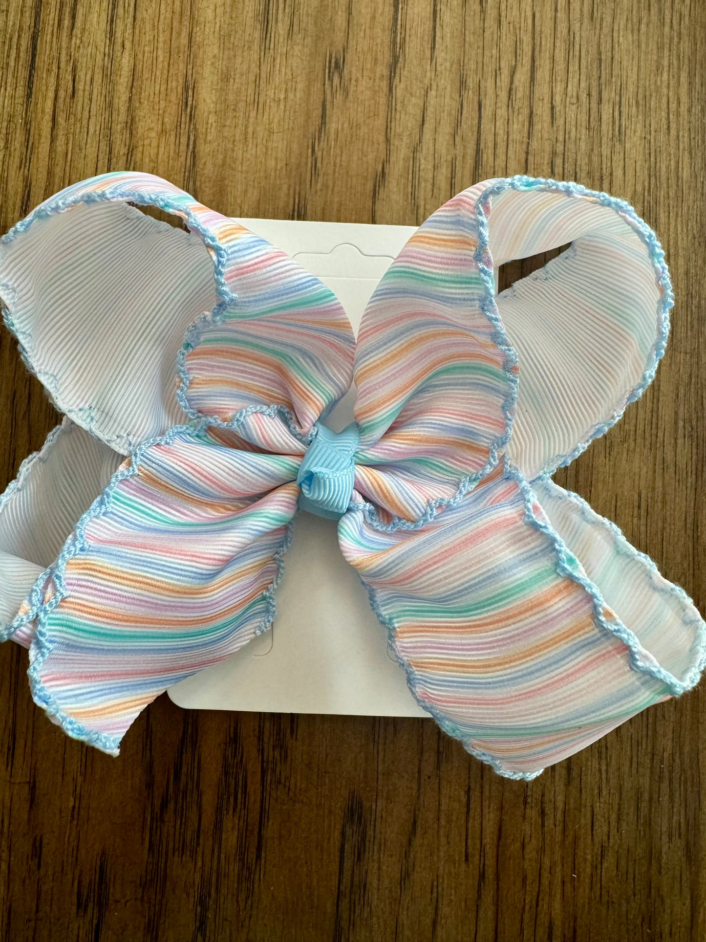 Pastel Stripes 5” Moonstitch Bow