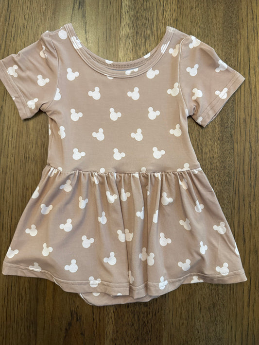 Neutral Mouse Ears Bamboo Twirl Onesie PREORDER ETA LATE JUNE