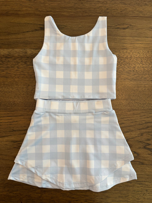 Blue Gingham Athletic Set
