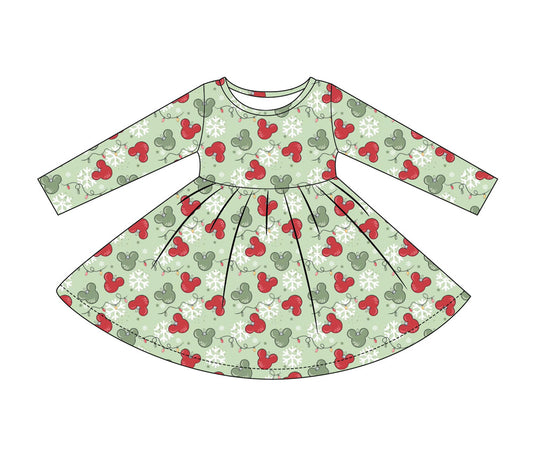 Mistletoe Magic Long Sleeve Bamboo Twirl Dress PREORDER SHIPPING EARLY OCTOBER