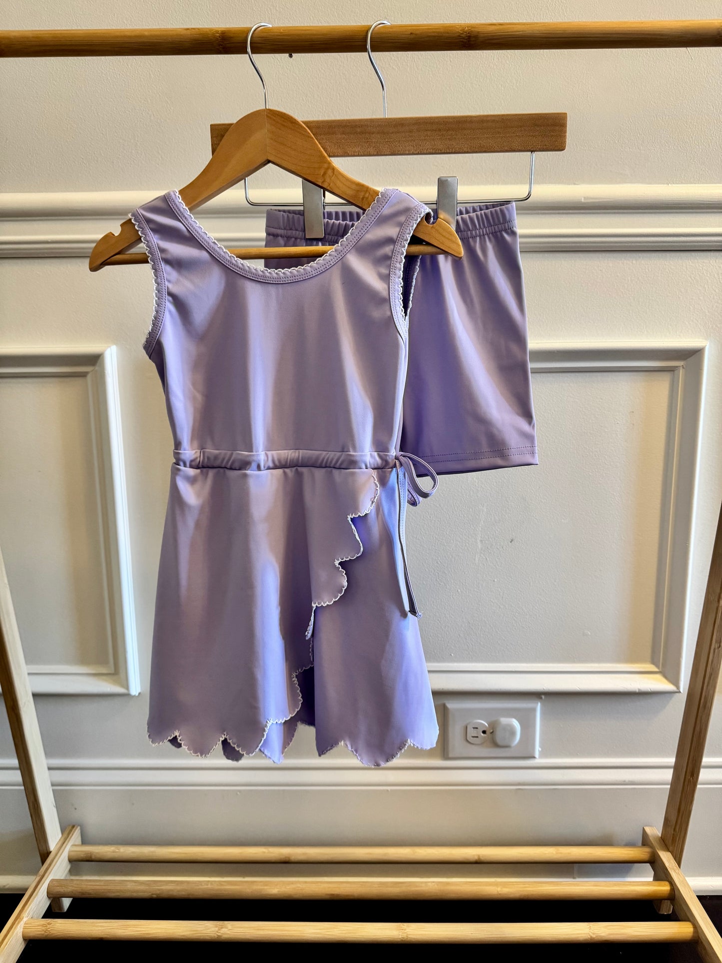 Lavender Tie Scallop Athletic Dress