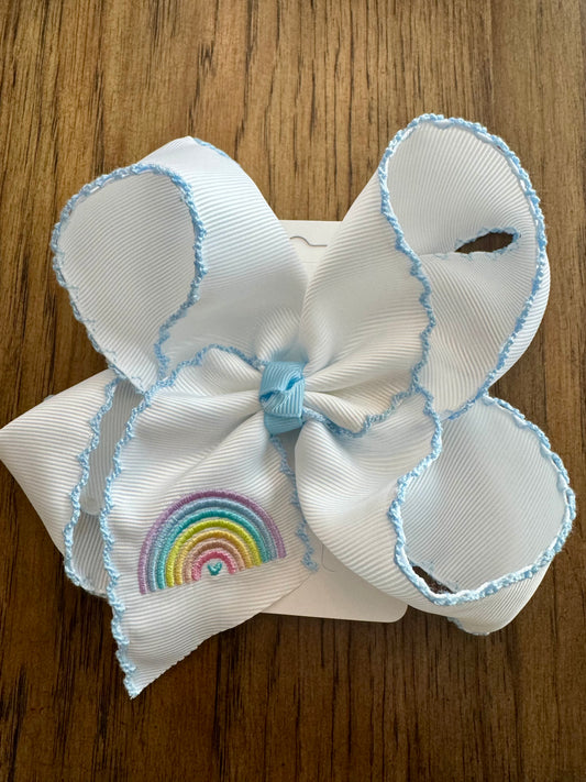 Rainbow 5” Embroidered Hair Bow