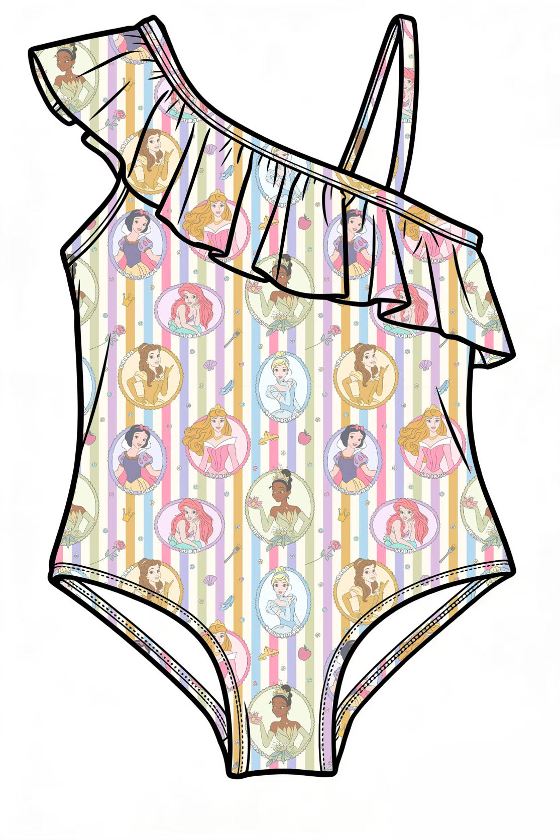 Pastel Princess Girls One Piece Swimsuit