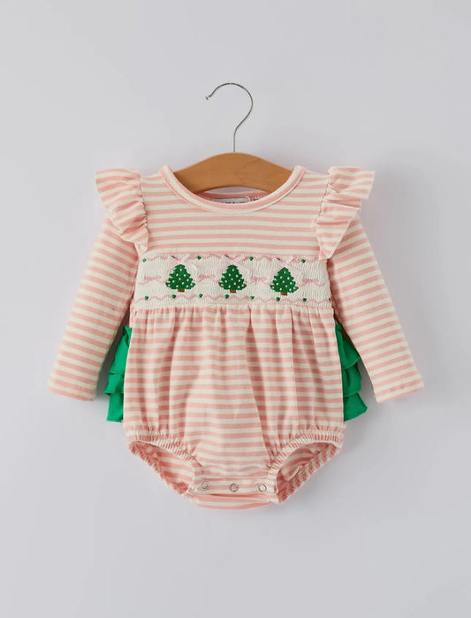 Smocked Pink Christmas Tree Bubble
