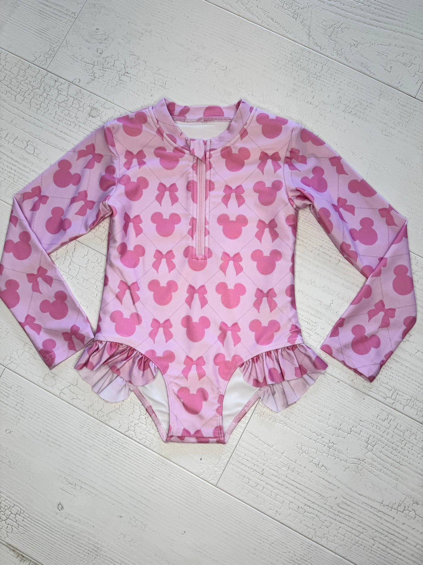 Pretty in Pink Girls Long Sleeve Swim