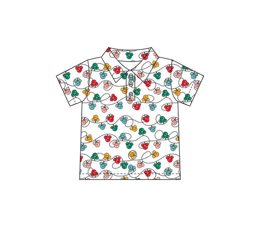 Christmas Mouse Lights Boys Performance Polo PREORDER ETA MID SEPTEMBER