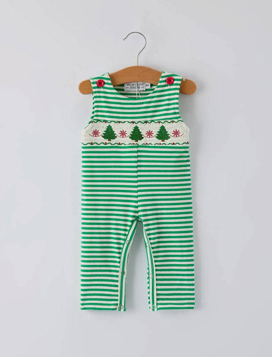 Smocked Boys Christmas Tree Romper