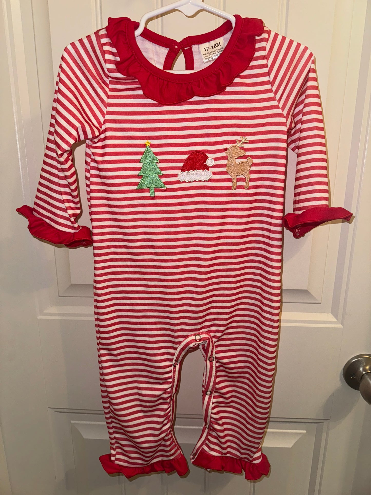 Christmas Red Stripe Romper