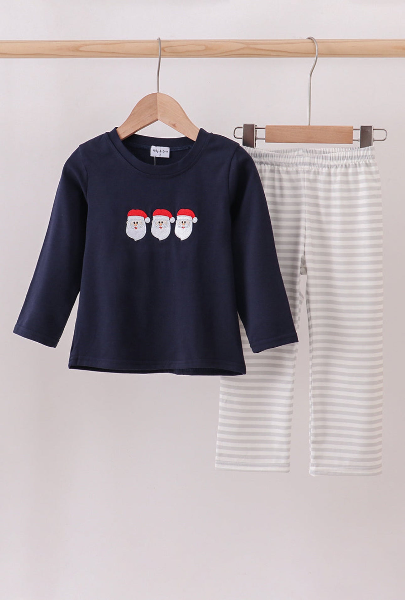 Navy Embroidered Santa Boys Pants Set