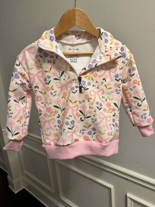 Petal & Bows Cotton Quarter Zip Pullover