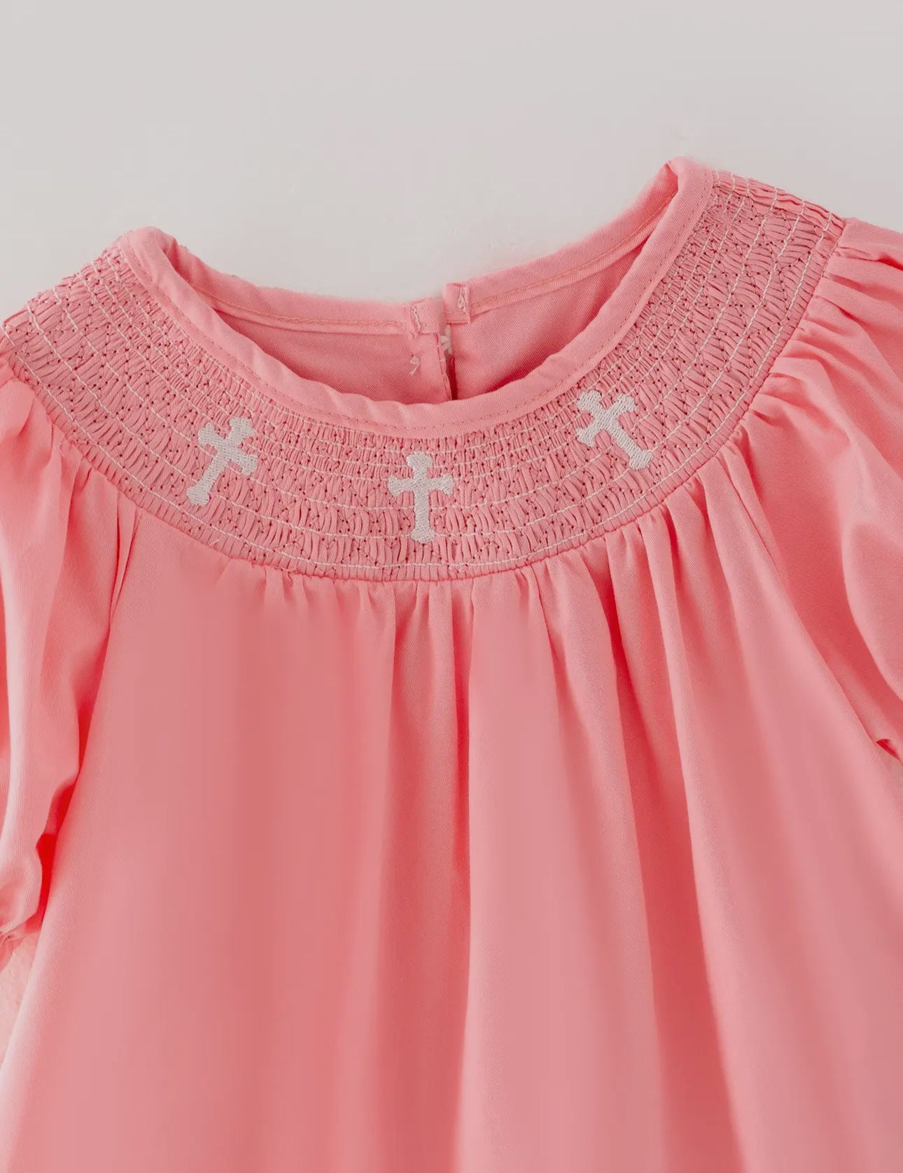 Smocked Coral Crucifix Dress