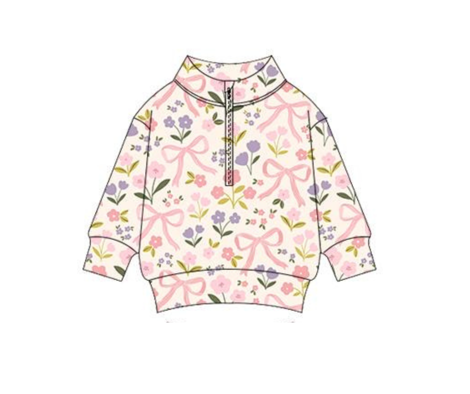 Petal & Bows Cotton ADULT Quarter Zip Pullover PREORDER SHIPPING MID DECEMBER