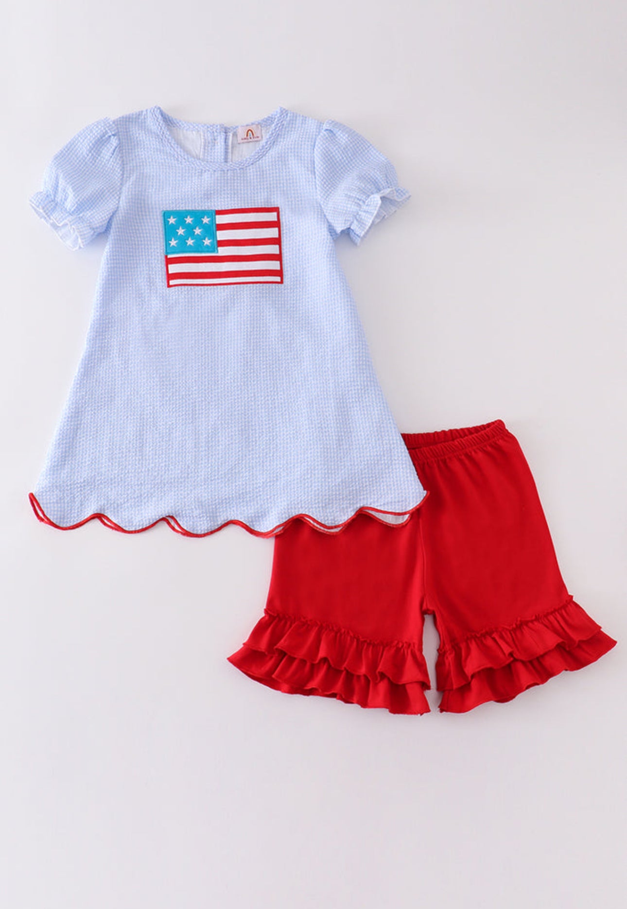 American Flag Girls Shorts Set
