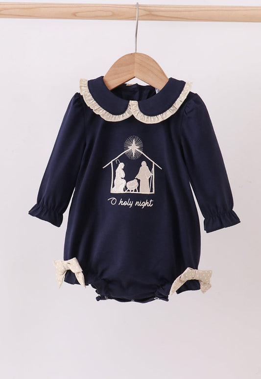 O Holy Night Embroidered Girls Bubble