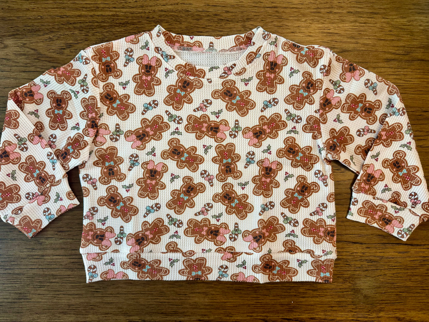 Gingerbread Mouse Waffle Knit Long Sleeve