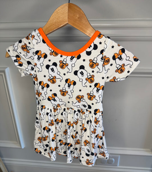 Ghost Mouse Bamboo Twirl Onesie