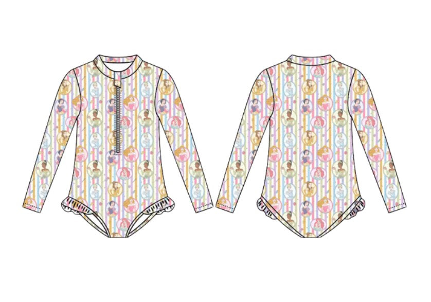 Pastel Princess Girls Long Sleeve Swim