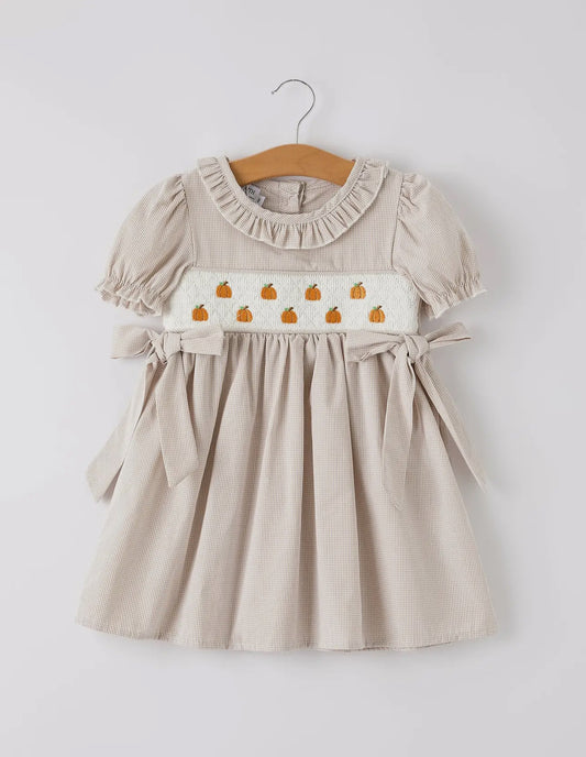 Smocked Neutral Pumpkin Dress