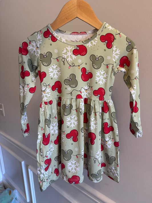 Mistletoe Magic Long Sleeve Bamboo Twirl Dress