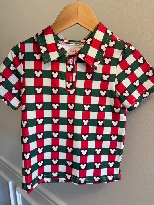 Christmas Gingham Boys Performance Polo