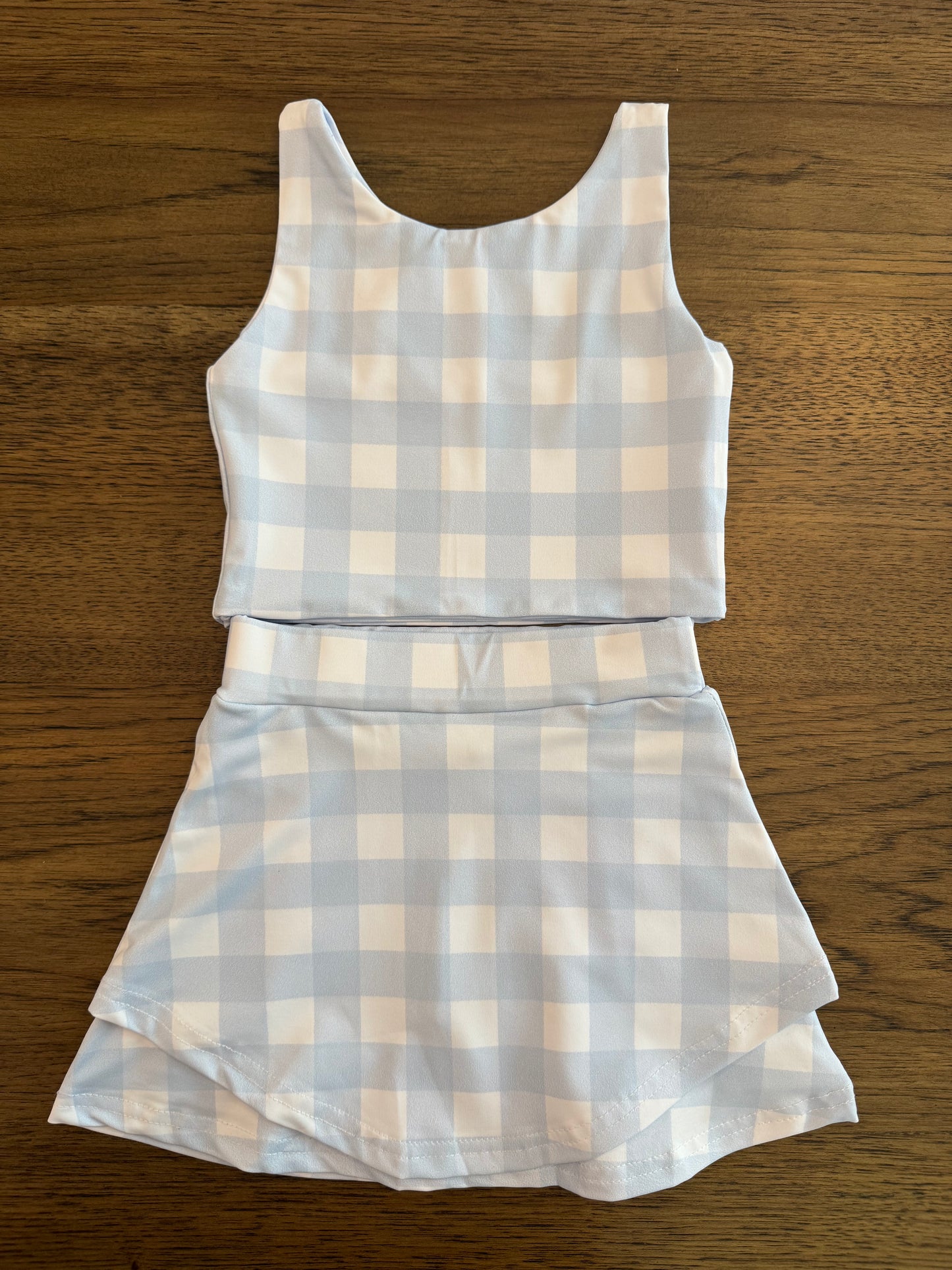 Blue Gingham Athletic Set