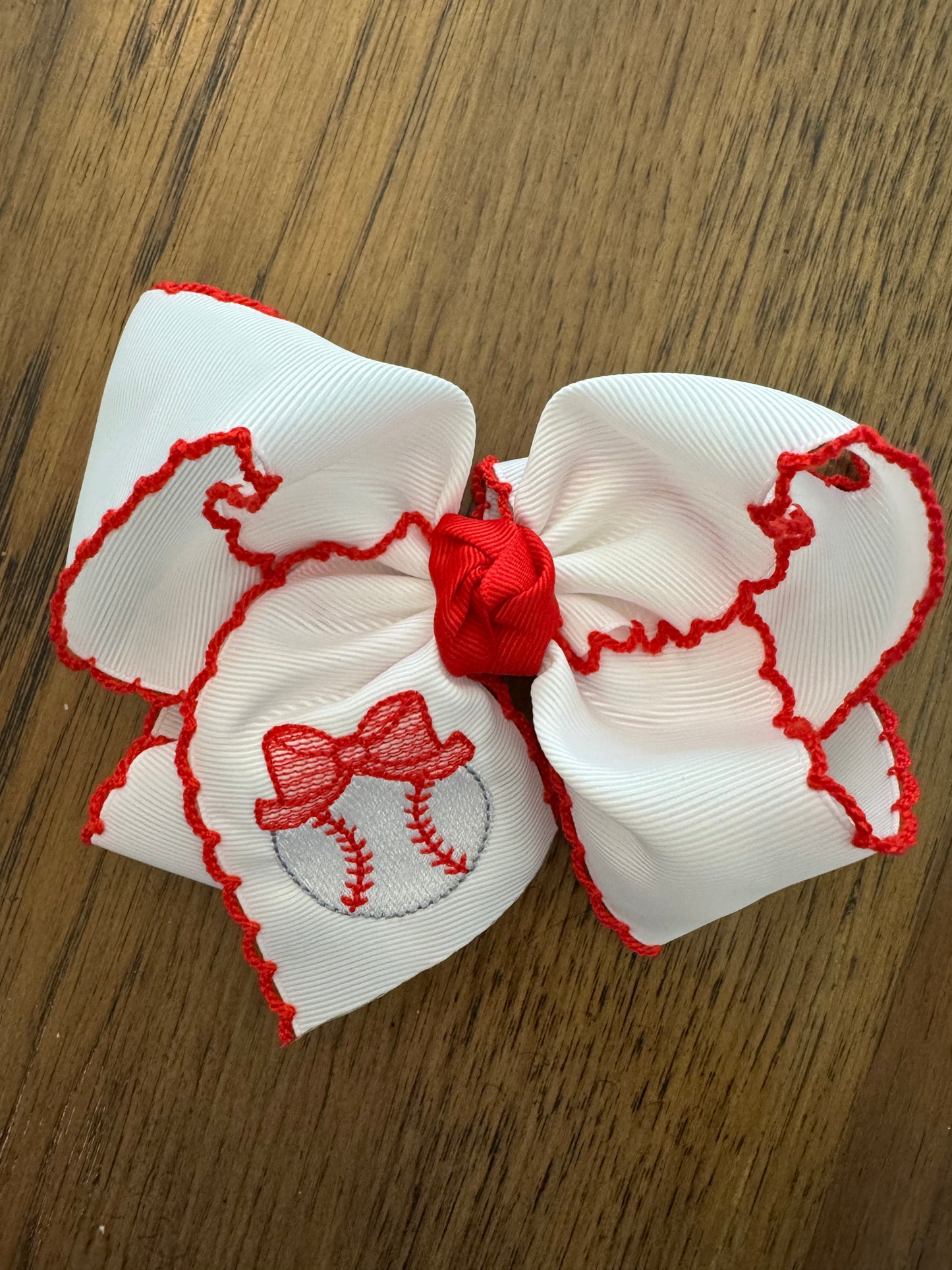 Baseball Embroidered 5.5” Bow