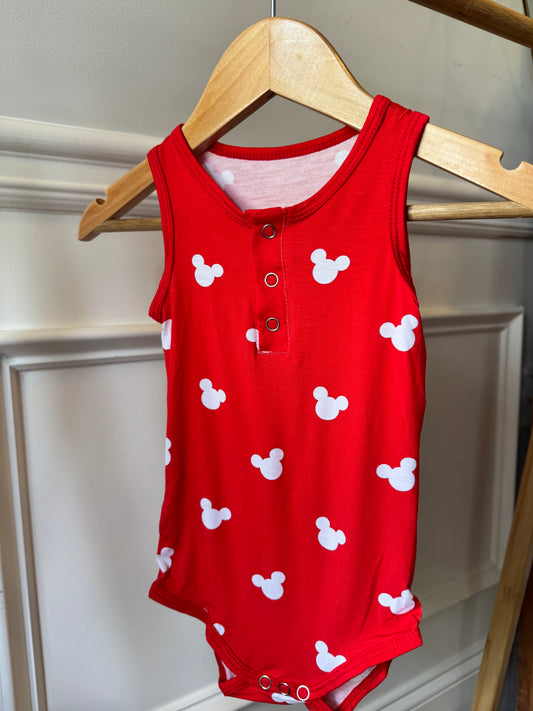 Red Mouse Ears Bamboo Boys Onesie