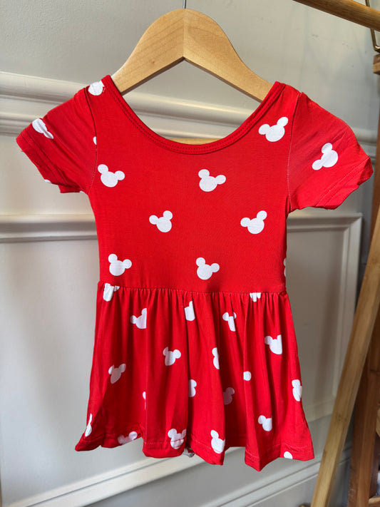 Red Mouse Ears Bamboo Twirl Onesie