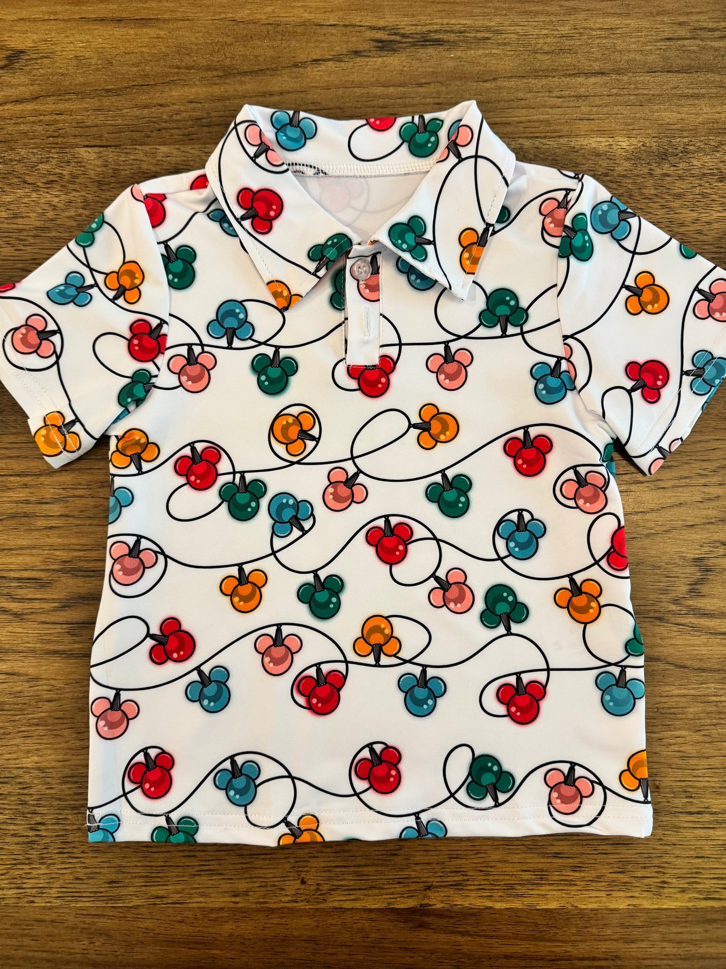 Christmas Mouse Lights Boys Performance Polo