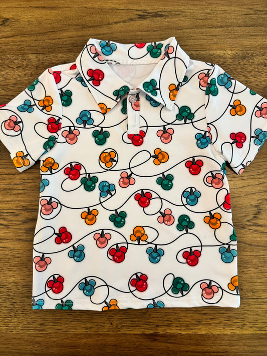 Christmas Mouse Lights Boys Performance Polo