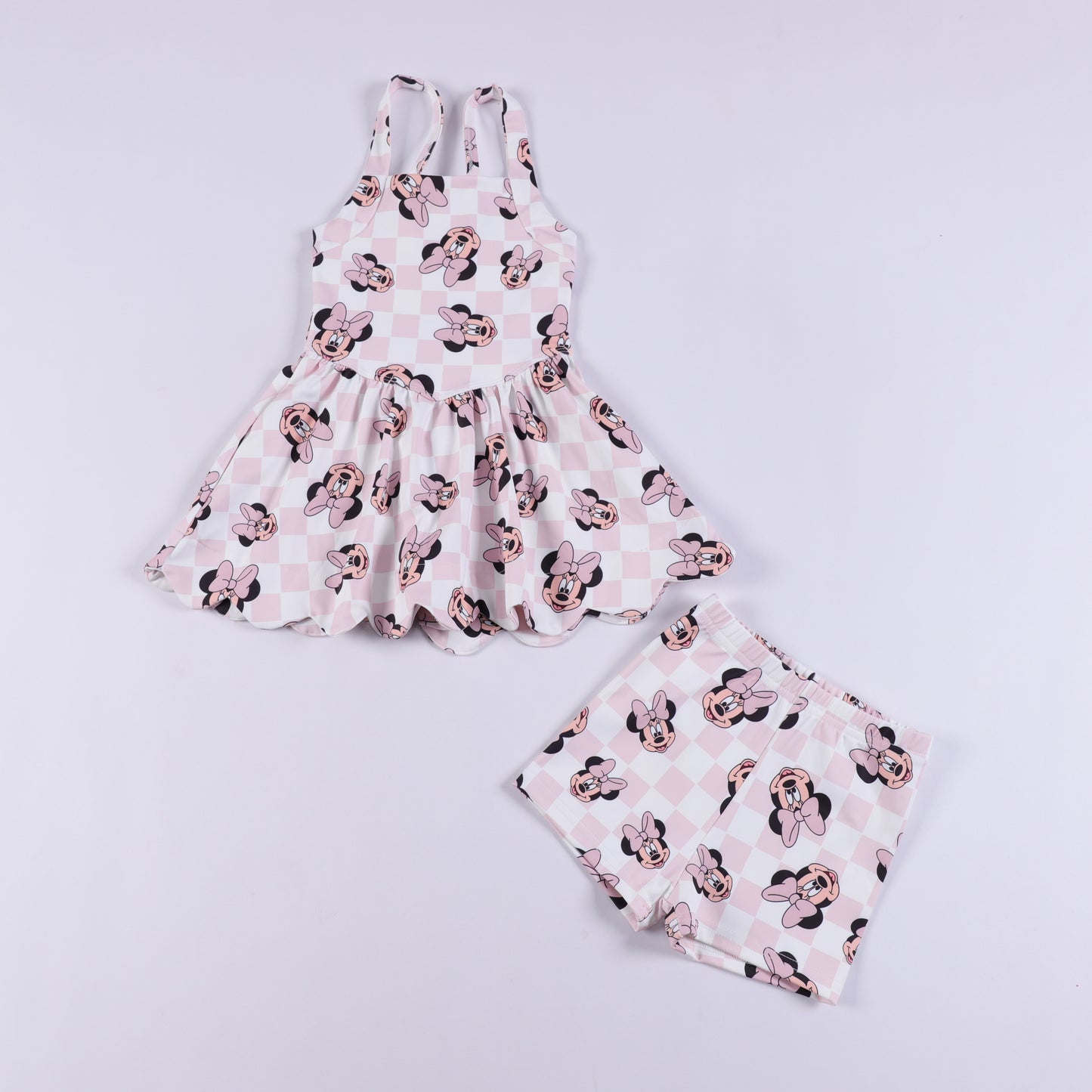 Pink Checkered Mouse Athletic Dress