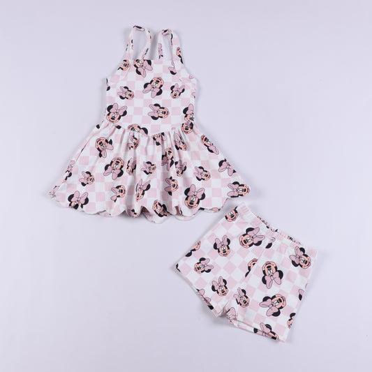 Pink Checkered Mouse ADULT Athletic Dress