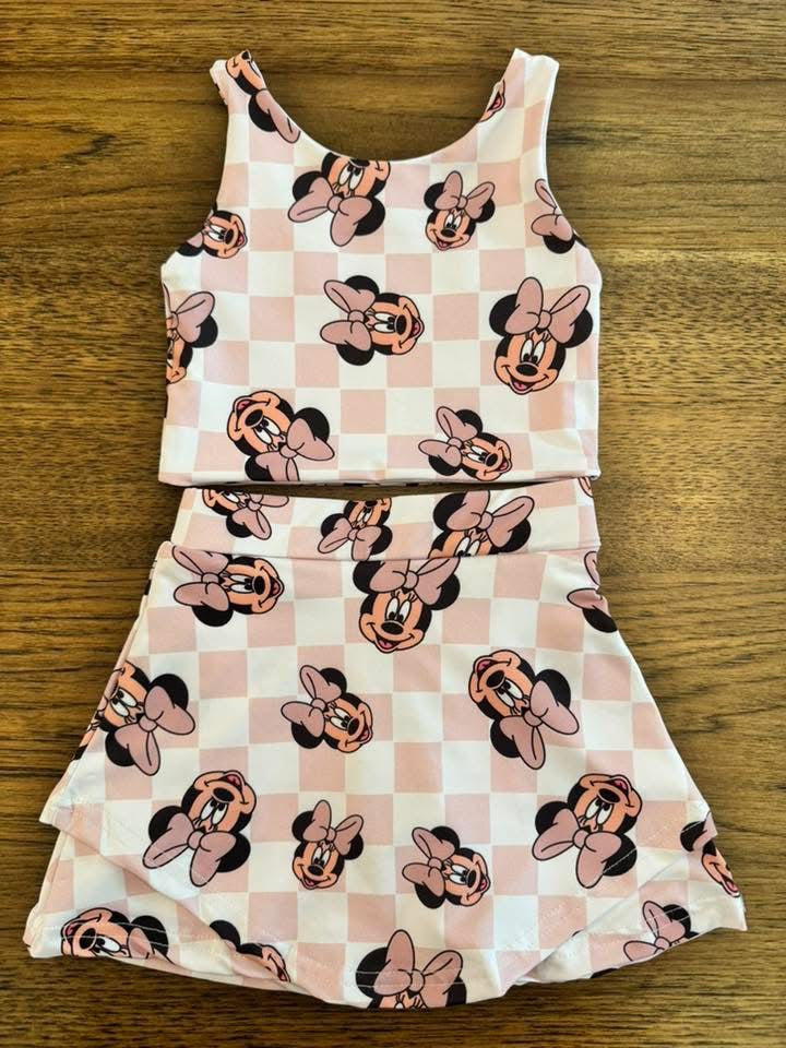 Pink Checkered Mouse Athletic Set