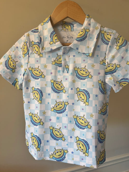 Alien Saucers Boys Performance Polo