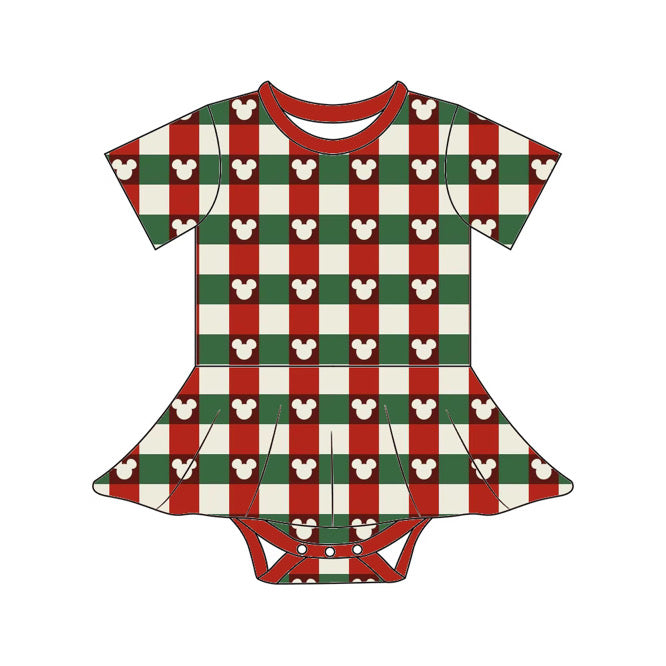 Christmas Gingham Bamboo Girls Twirl Onesie PREORDER SHIPPING MID OCTOBER