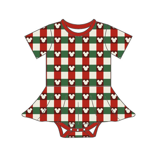 Christmas Gingham Bamboo Girls Twirl Onesie PREORDER SHIPPING MID OCTOBER